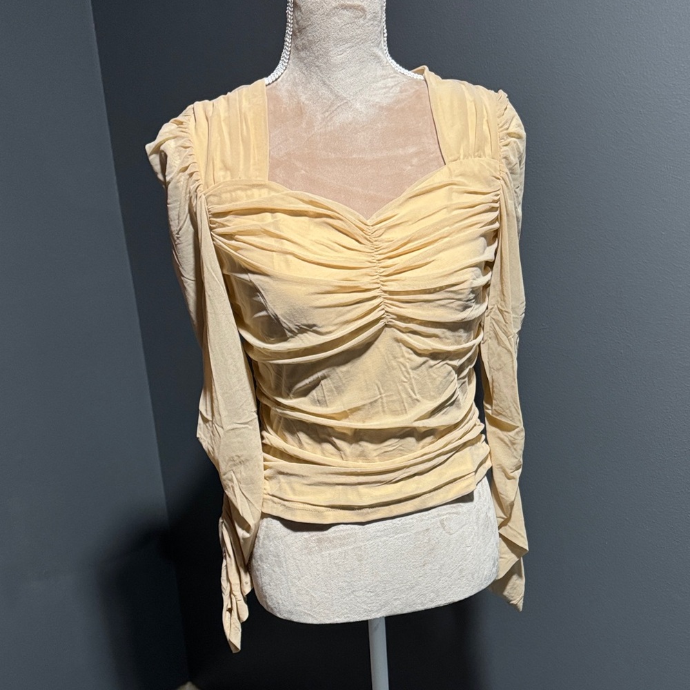 Elegant Cream Ruched Women's Top